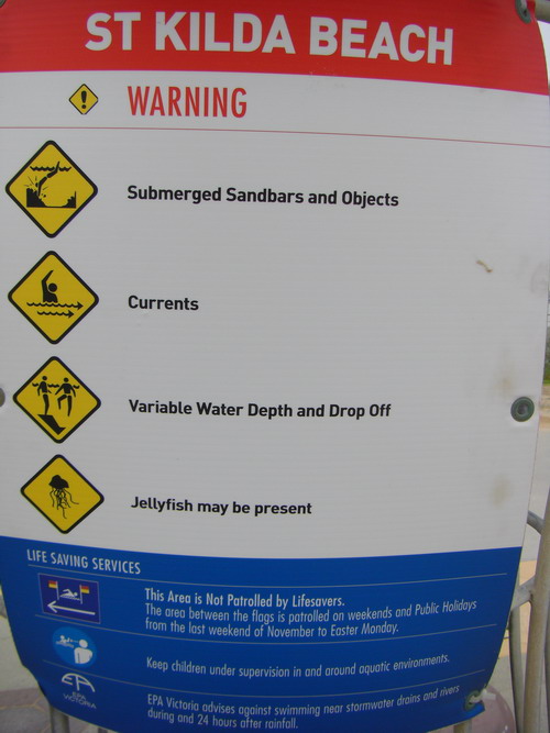 beach warning sign